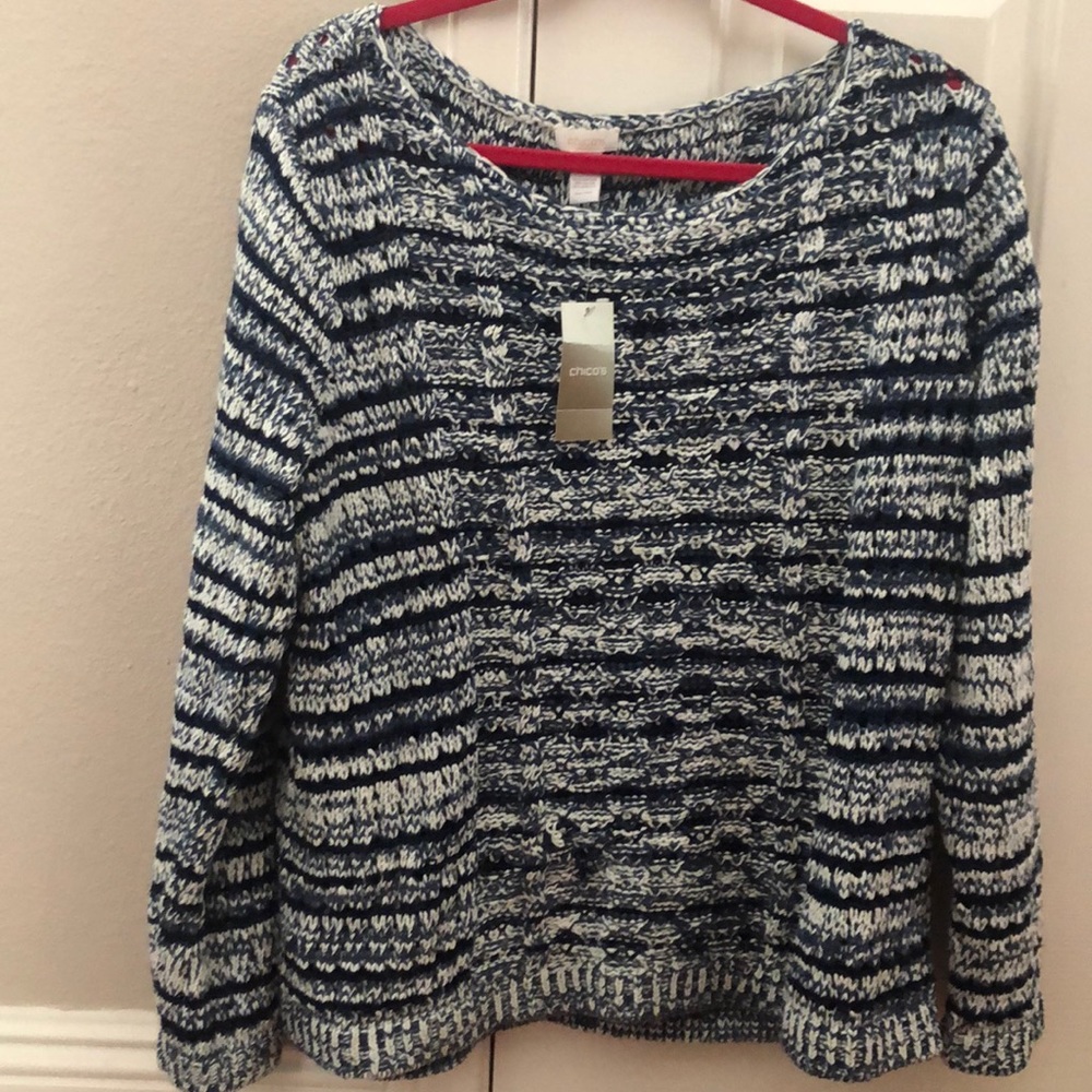Blue and white Chicos knit sweater